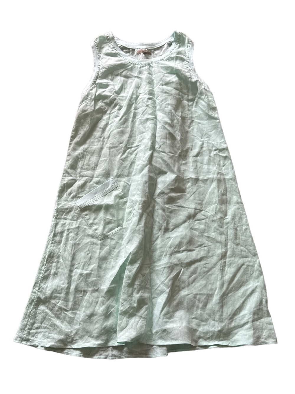 FLAX Linen Maxi Dress Turquoise Medium 41” Length